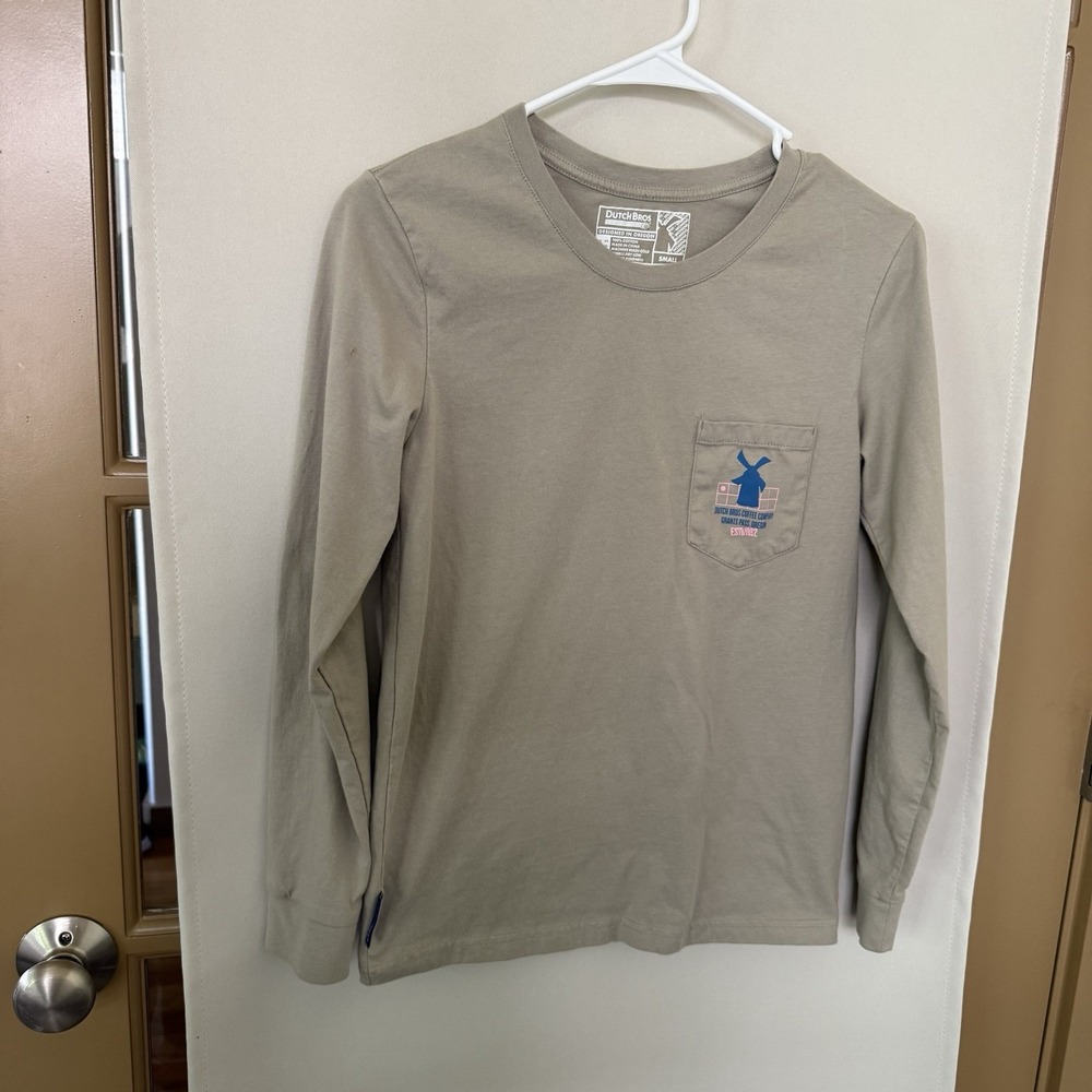 Dutch Bros Womens Small Beige Stay True Stay You Long Sleeve Tee‎ T-Shirt